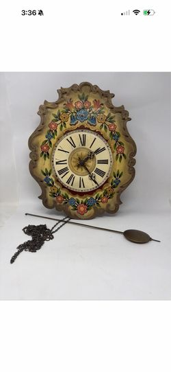 Rare Painted SBS ALBERT SCHWAB KARLSRUHE Mech.  CLOCK-Needs Weight Check Photos