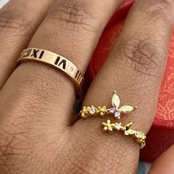 18k Gold Plating Over Sterling Silver 925 Butterfly Ring 