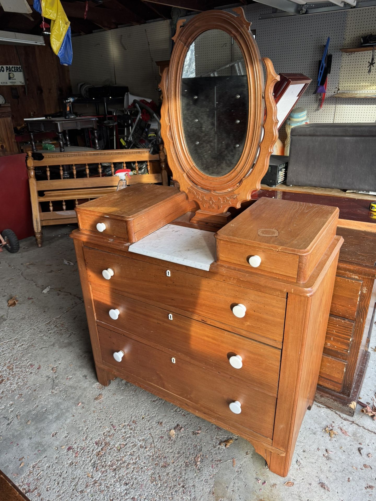 5 Drawer Antique Wood Dresser