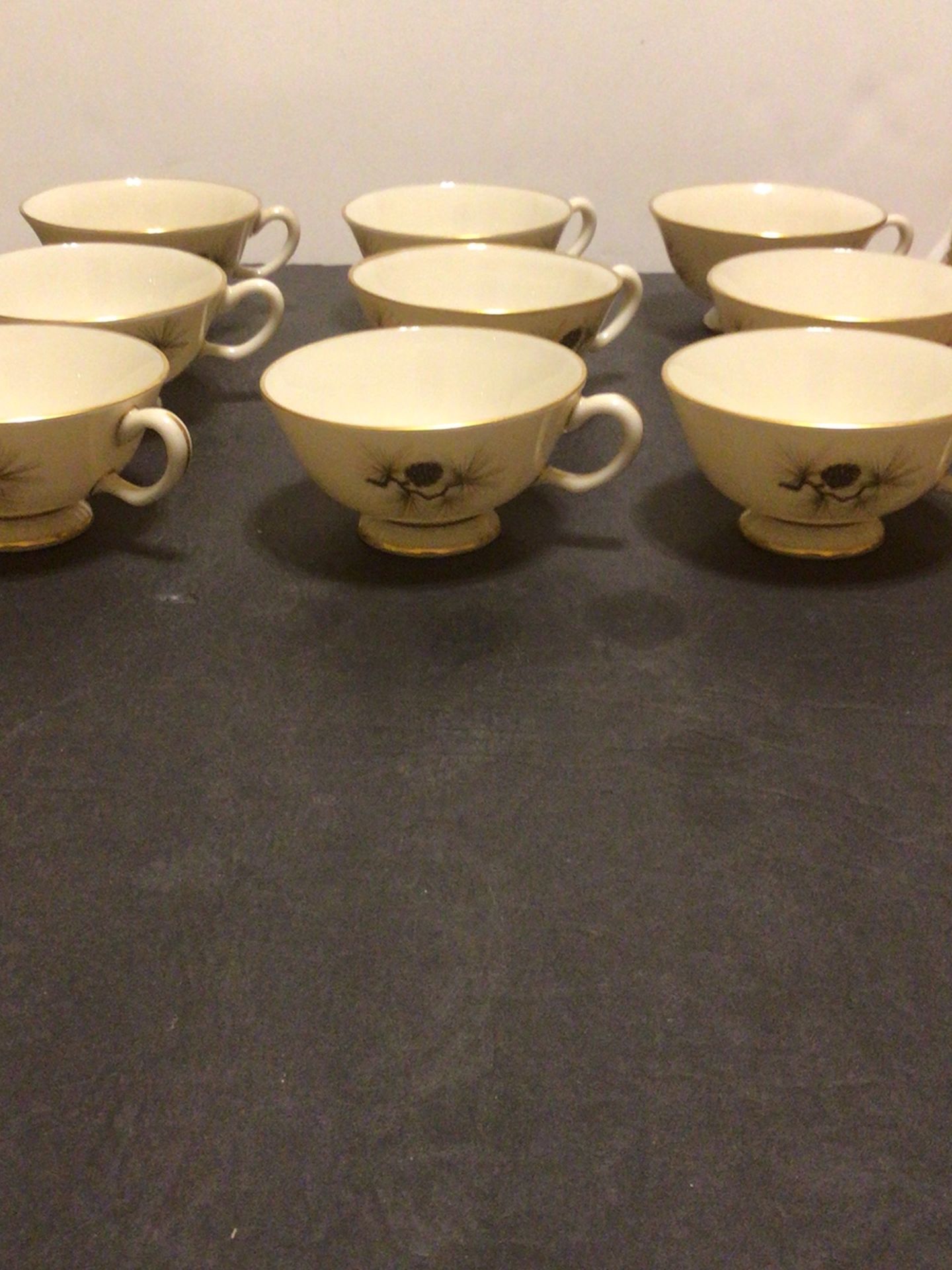 (9) Vintage Pine By Lenox Tea Cups