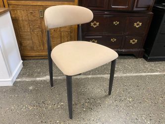RESTORATION HARDWARE Arno Black Oak/ Brass Fabric Dining Chair