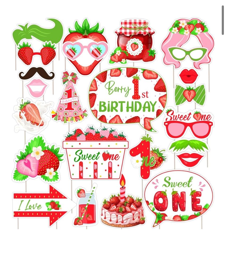 Berry First Birthday Photo Signs