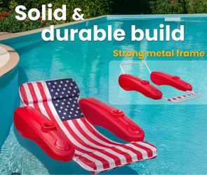 XtremepowerUS American Flag Floating Pool Chair with Armrests – Item 90178 – New