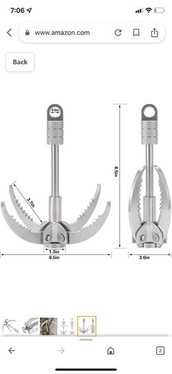 Large Grappling Hook, 4-Claw Folding Stainless Steel Grapple Hooks