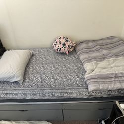 Wooden Bedframe With Drawers 