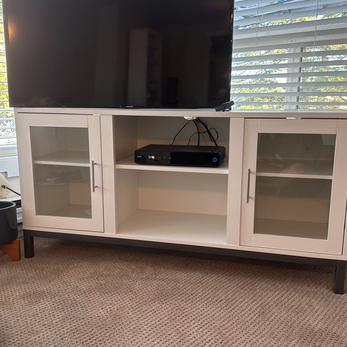 White TV Stand With Storage 