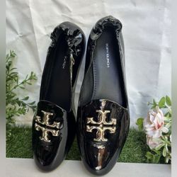 Tory Burch ELEANOR LOAFER women Black Patent Leather  Shoes size 7 new