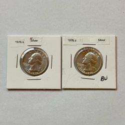 Lot of 2 1976  Bicentennial Silver Washington Quarters