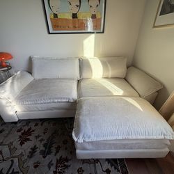 Beige couch - 2 seat with ottoman