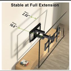 Full Motion TV Wall Mount for 47-90 inch TVs Swivels Tilts Extension Rotation Holds up to 132lbs Max VESA 600x400mm, Fit 16" Wood Stud