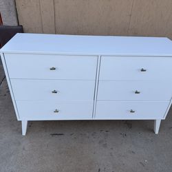 Modern White 6 Drawer Dresser