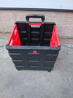 Folding Rolling Crate Cart with Telescoping Handle