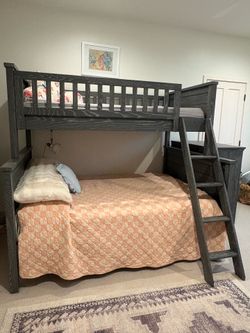 Pottery Barn Twin-over-Full Bunk Bed + Matching Dresser + Twin Mattress