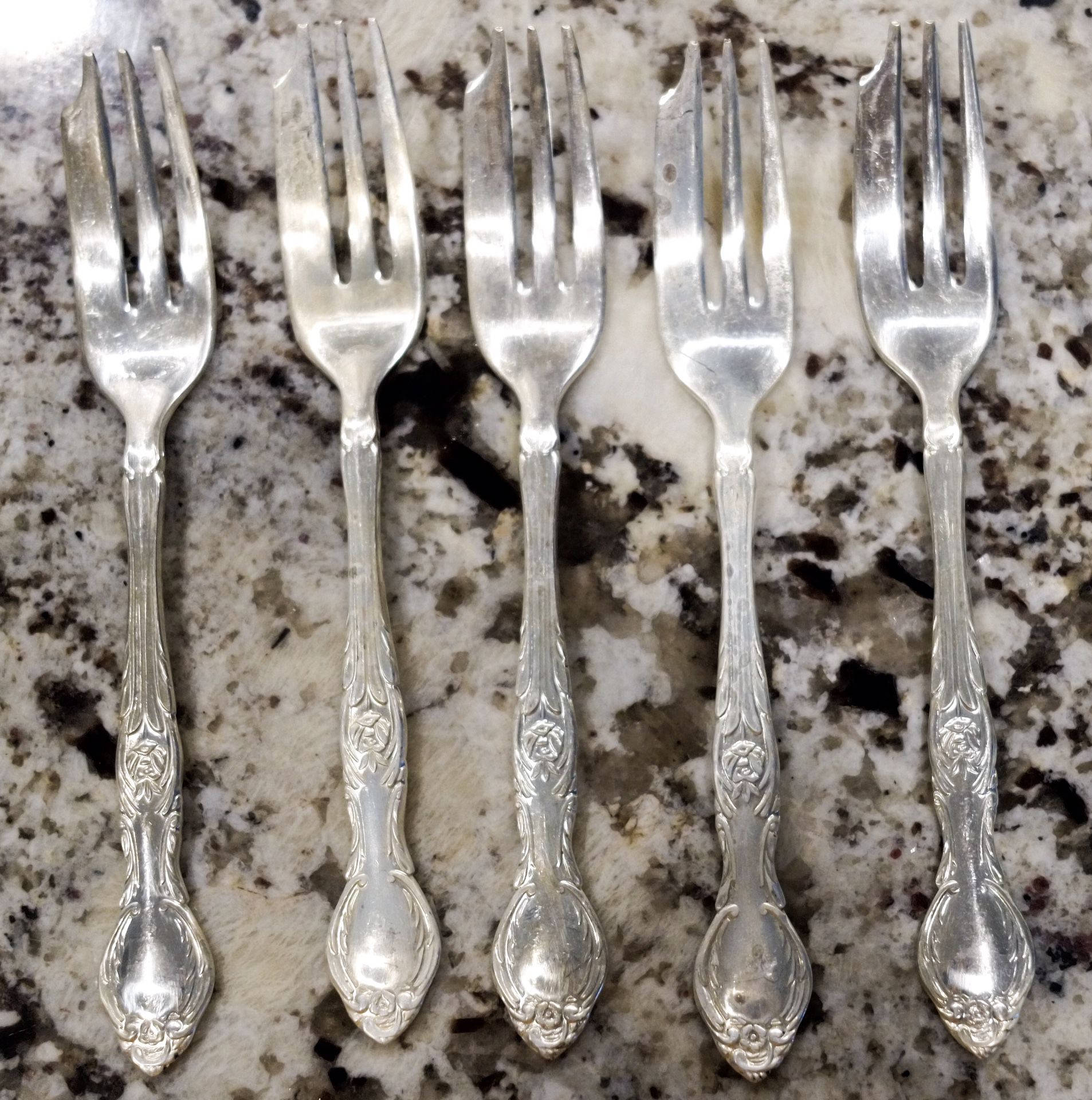 Vintage Silver Plated Cake Forks Grosvenor Gainsborough EPNS A1 (Set Of 5)