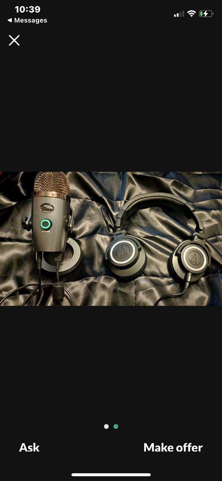 AUDIO- TECHNICA PROFESSIONAL MONITOR HEADPHONES AND BLUE MIC FOR SALE