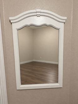 White Wood Framed Wall Mirror