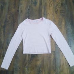 Light Pink Striped Long Sleeve Shrit