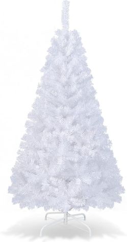COSTWAY 5Ft Artificial Christmas Tree Stand White cm19733