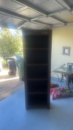 Tall Dark Wood Bookcase with 6 Shelves