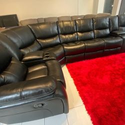 Huge Winter Clearance Sale. Madrid Black Leather Reclining Sectional Now $1299. Easy Finance Option. Same-Day Delivery.