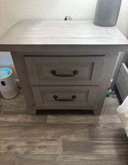 Gray Hardwood Nightstands