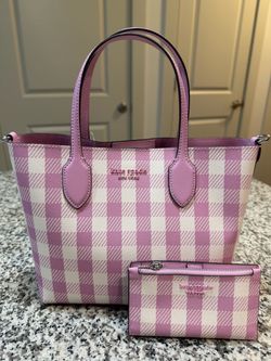 Kate Spade Purple/White checkered handbag and wallet