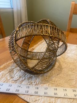 Gold metal 8 inch sphere decor piece. Modern/ rustic/ cottage.