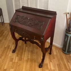 Antique drop front mahogany desk