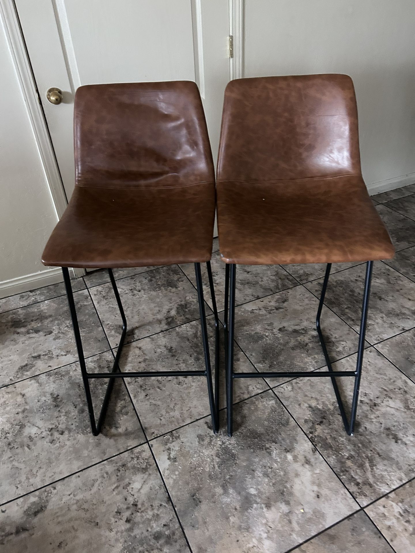 2 Faux Leather Stools 