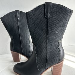  Women's Wide Width Cowboy Cowgirl Boots-Wide Calf Pointed Toe Western Boots 9.5
