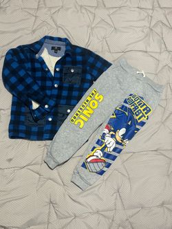 Kids Flannel Jacket & Sonic Jogger Pants Set