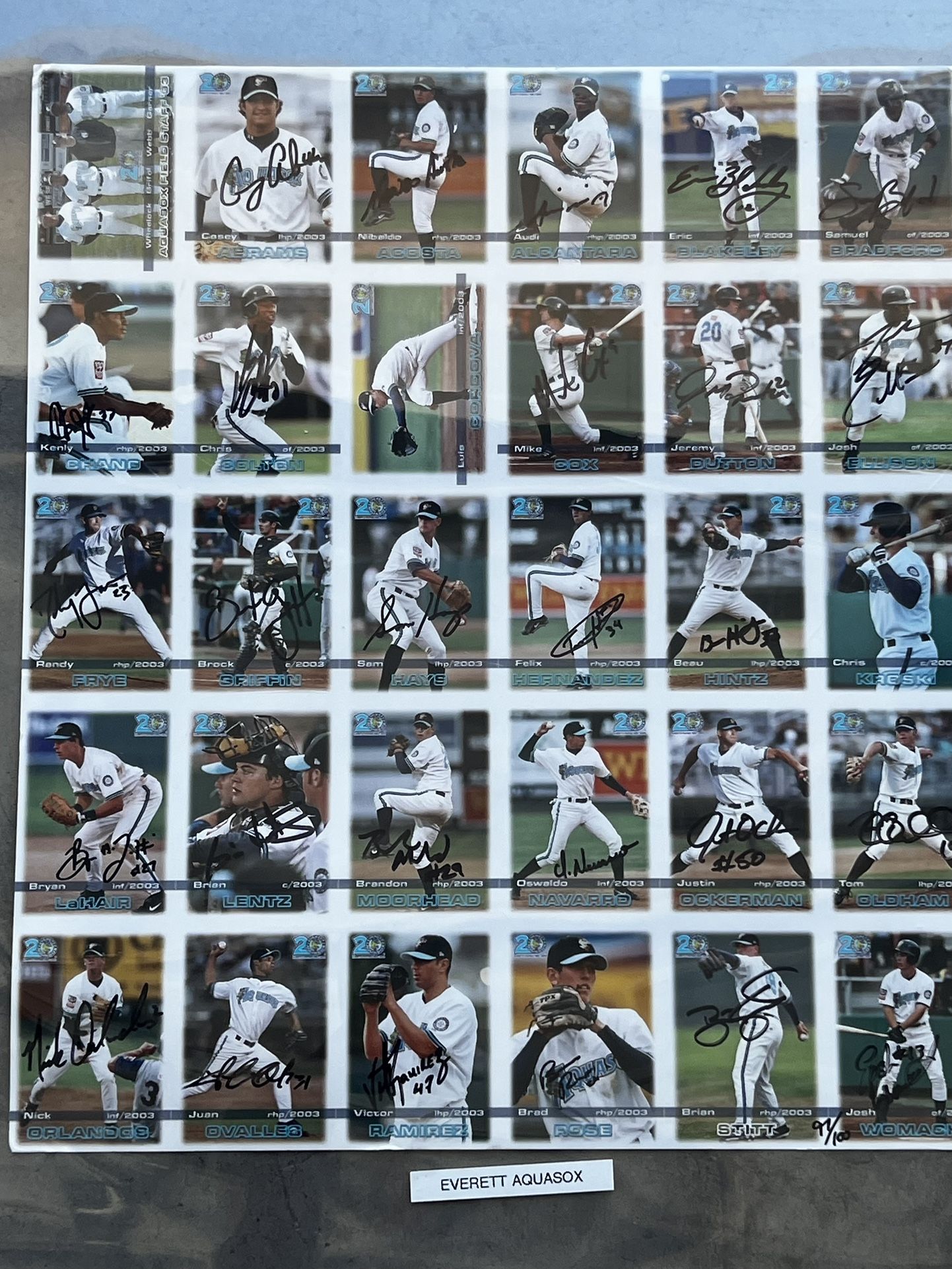 Signed Baseball Cards Uncut Sheet