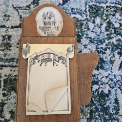 Vintage Wood Notepad Holder With Space For Pen And Letters