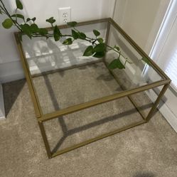 Minimalist, gold glass table