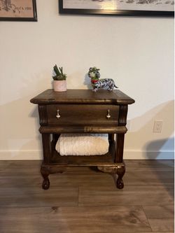 Refinished Solid Wood Vintage Nightstand / End Table