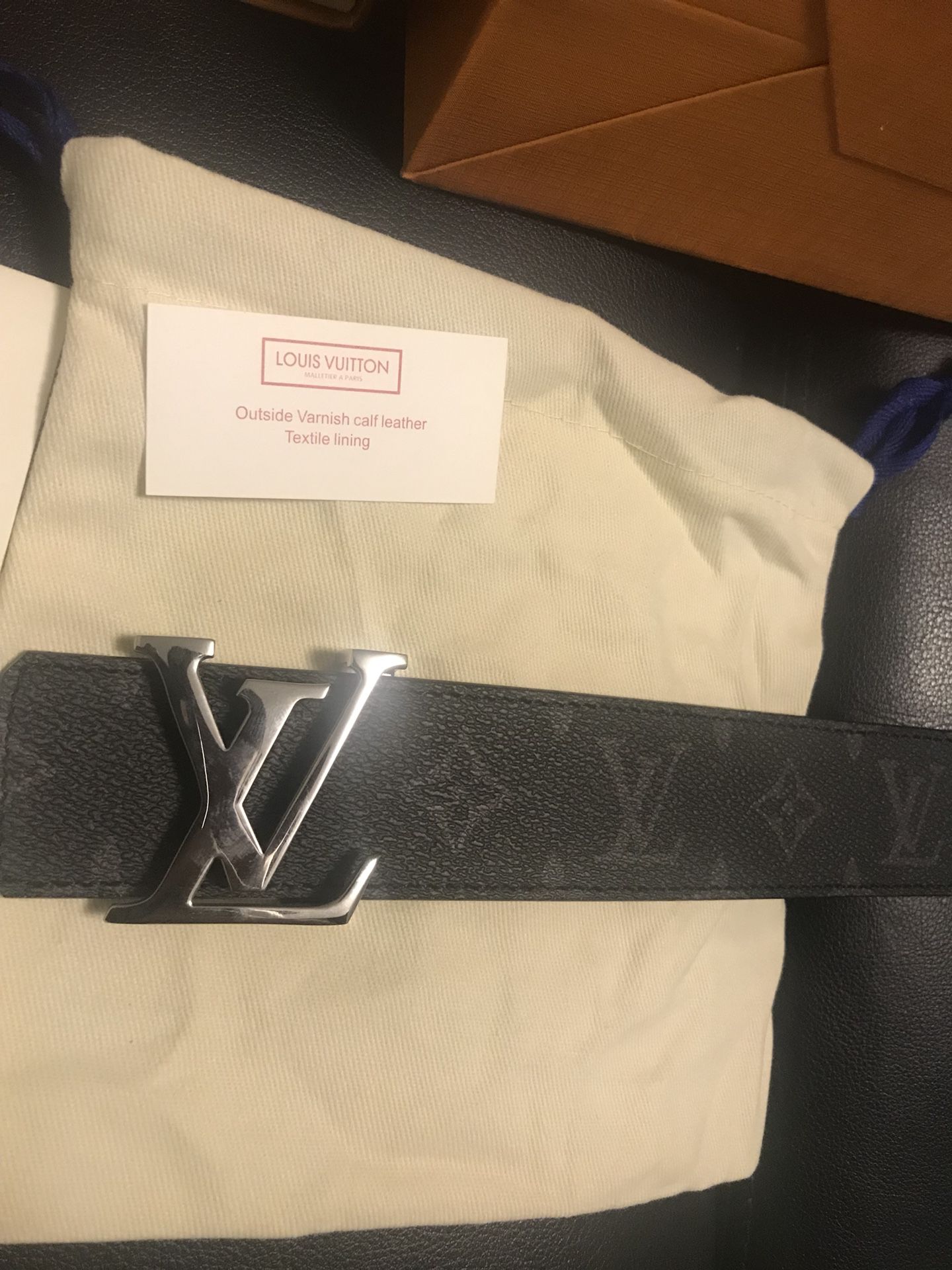 Authentic Louis Vuitton Black Monogram LV Initiales Reversible Belt
