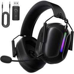 2.4GHz Wireless Gaming Headphones for PS5, PS4, PC, Nintendo Switch, Mac, Bluetooth 5.3 Gaming Headset with Microphone Noise Canceling, ONLY 3.5MM Wir