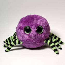 Ty Beanie Boos Crawly Purple Spider Green Black Striped Halloween Plush No Tag 