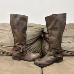 Women’s Leather Knee High Boots Brown Size 8.5 