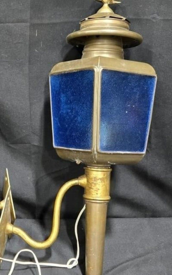 Antique Brass Carriage Lamps Set 