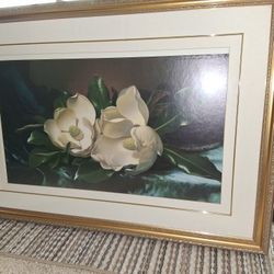 Magnolia Flower, Golden Frame 