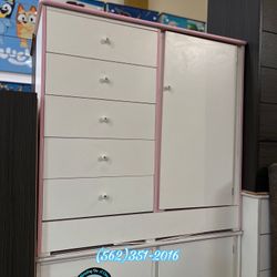 Baby Closet White with Pink Cajonera Comoda Ropero 