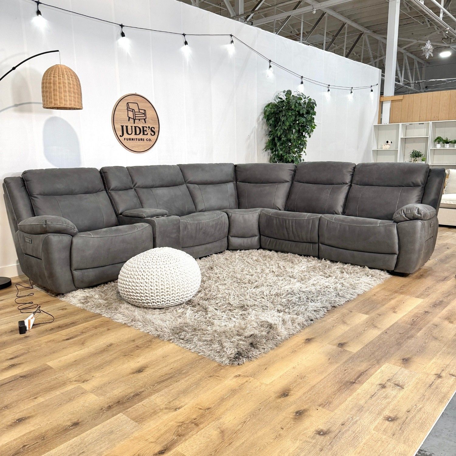 Fabric Reclining Sectional Couch with Powered Headrest - Free Delivery!