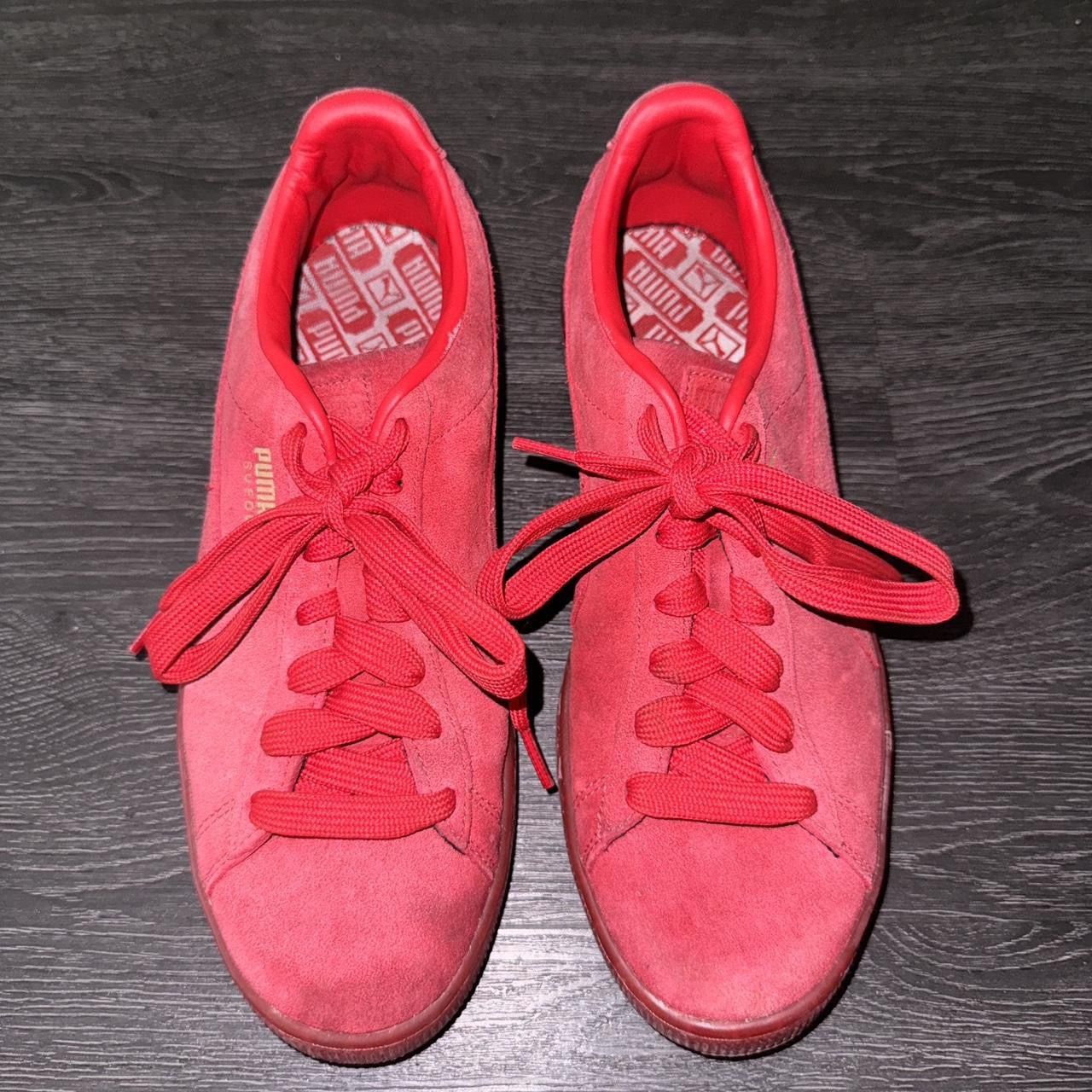 Womens Puma Red Suede Classic Plateau Shoes Size 10.5