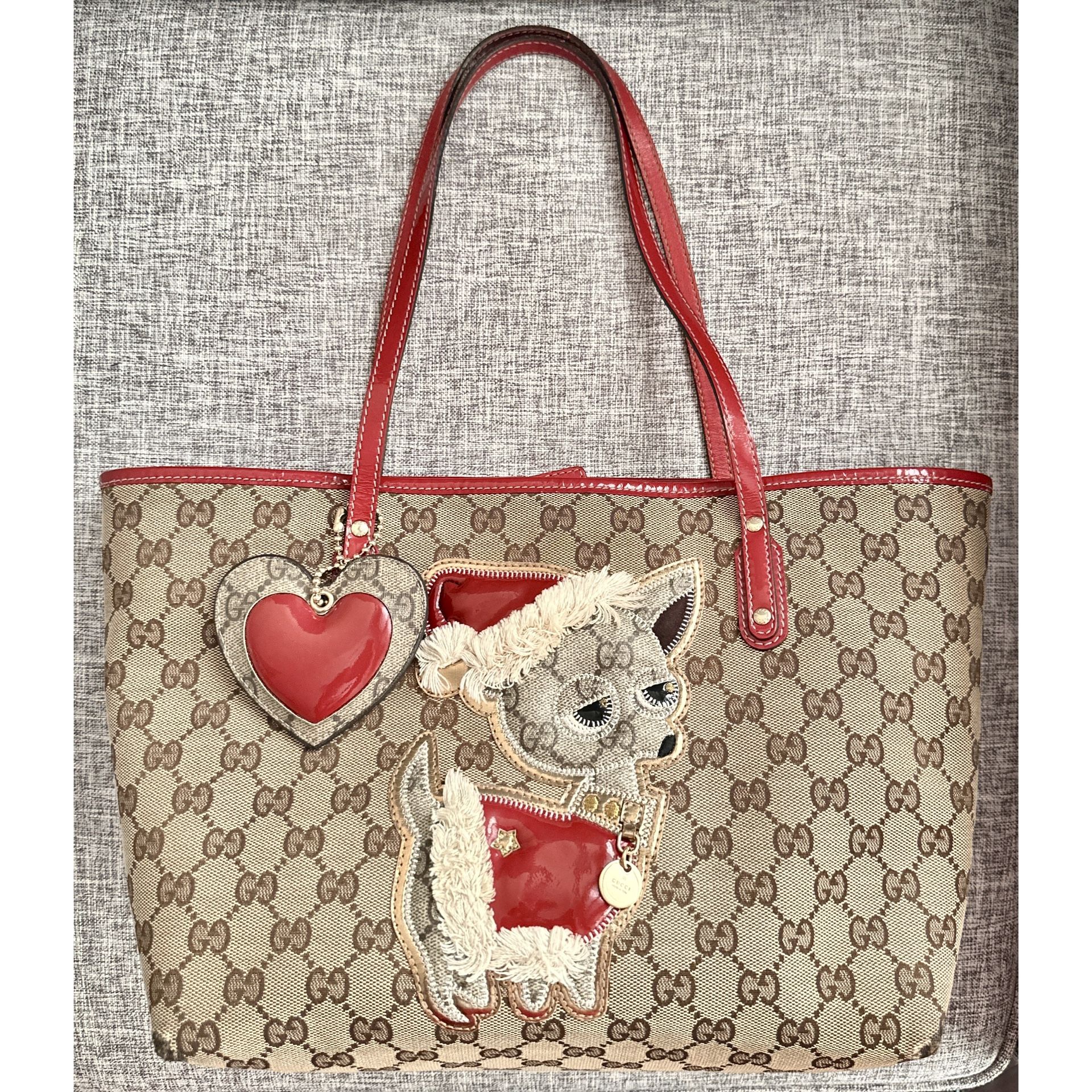 Authentic LIMITED EDITION Gucci Guccioli Brando Dog Monogram Shoulder Tote Bag