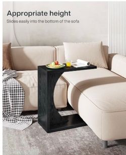 C-shaped end table black new