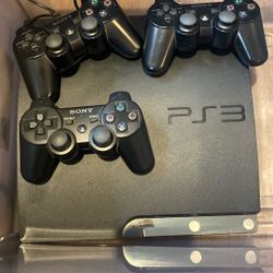 PS3 Game System With 3 Controllers