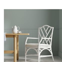 Kouboo Rattan Chippendale Upholstered Dining Armchairs (2)