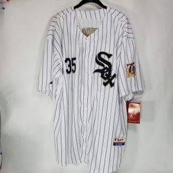 New Frank Thomas Men's 3XL 2014 Hall Of Fame Pinstripe Home Jersey 75 Year Patch  Size 56