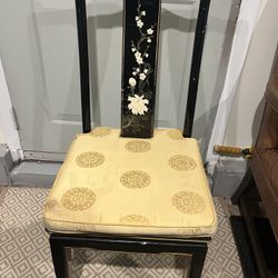 Vintage Decorative Black Asian style Chair with Floral Design